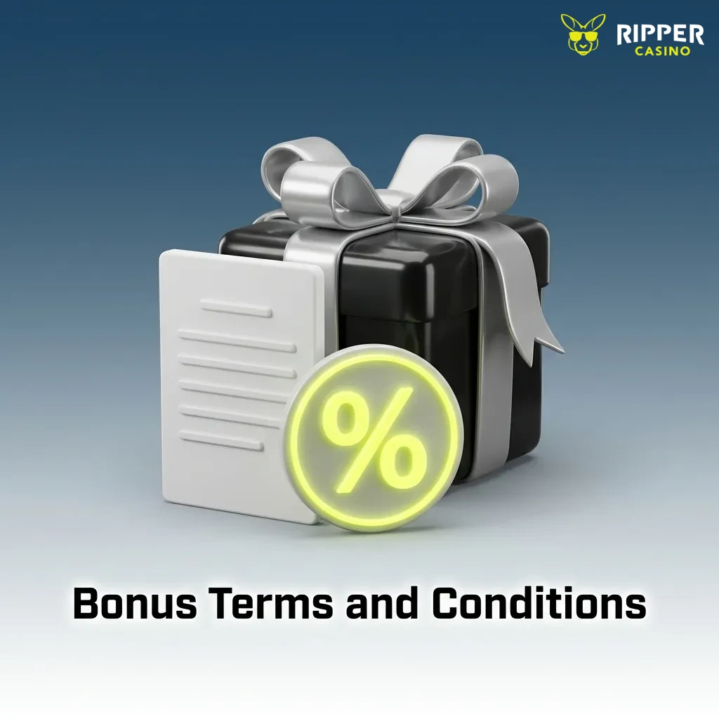 Bonus Terms and Conditions page listing wagering requirements, deposit minimums, expiry periods, and game contributions.