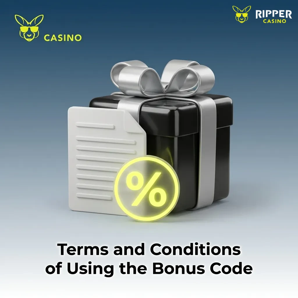 Terms and conditions list for Ripper Casino bonus code usage, showing wagering requirements and eligibility rules.