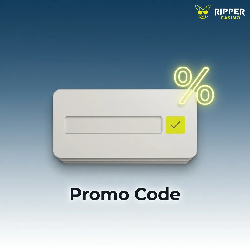 Promo code entry field in Ripper Casino cashier showing WELCOME750 and RELOAD100 bonus codes for deposits