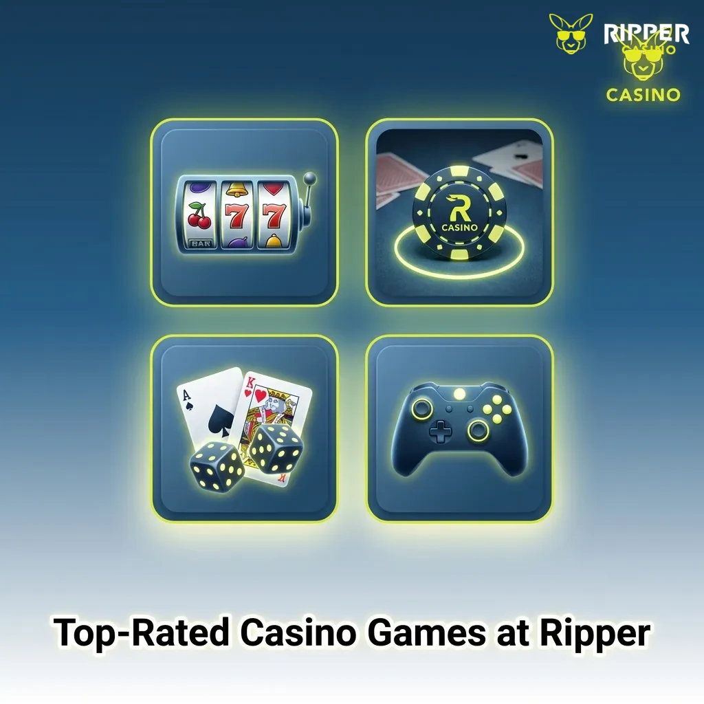 Popular casino games including Book of Dead, Starburst, roulette, and blackjack at Ripper Casino for British players